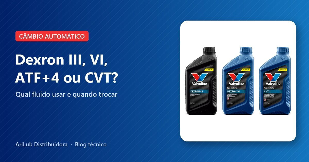 Frascos de fluido de transmissão automática Valvoline ATF Dexron III, ATF Dexron VI e ATF CVT